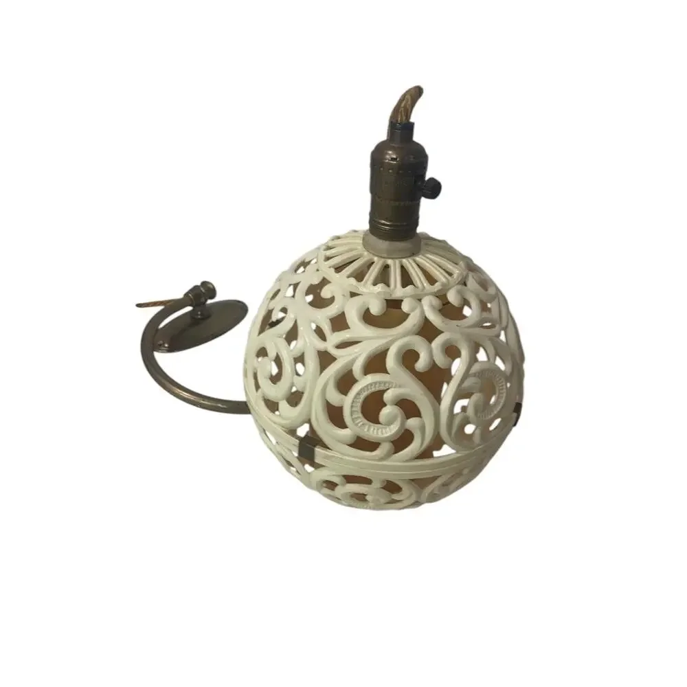 Hard Plastic MidCentury Light Fixture Hanging Plug in Working